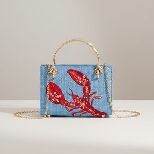 Shiraleah Claudia Mini Bag Blue Lobster Top Handle Crossbody NWT